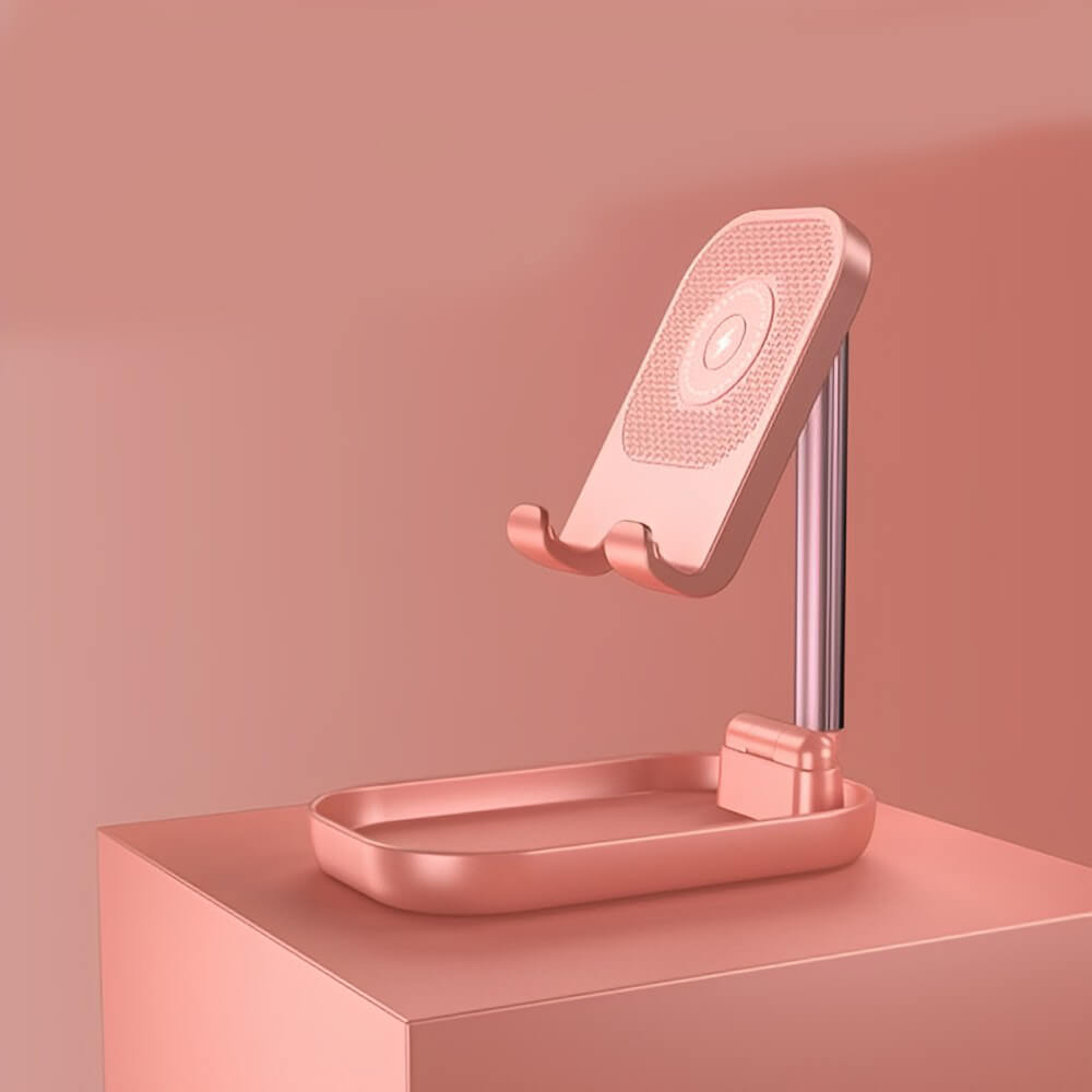 حامل هاتف قابل للطي مع شاحن لاسلكي مدمج